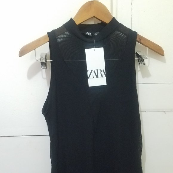 NWT CONTRASTING TULLE BLACK DRESS. - Picture 6 of 7